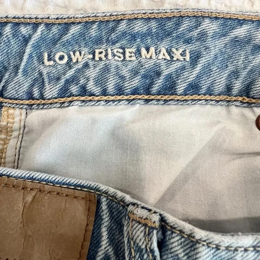 AE Dreamy Drape Low-Rise Denim Maxi Skirt Size 0 American Eagle - Picture 11 of 14
